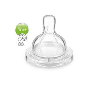 Avent Classic Silicone Teat Slow Flow (1M+) - Set of 2-0