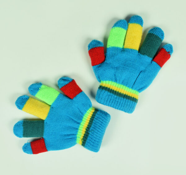 Knitted Woolen Hand Gloves, Mittens For Baby - Stripped Print-0