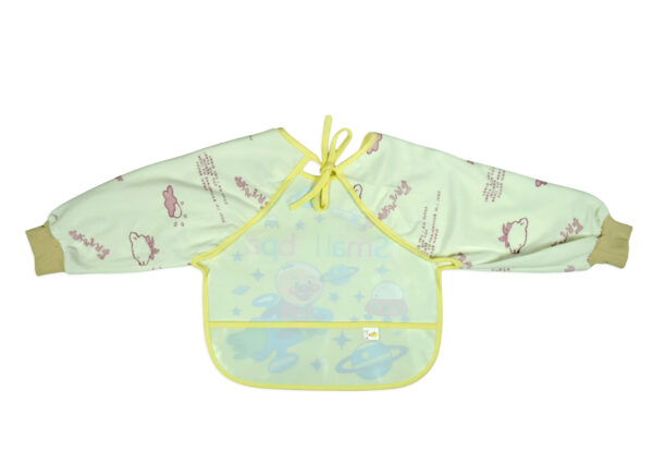 Full Sleeve Baby Plastic Bib (Spaceship) - Yellow/White-16545