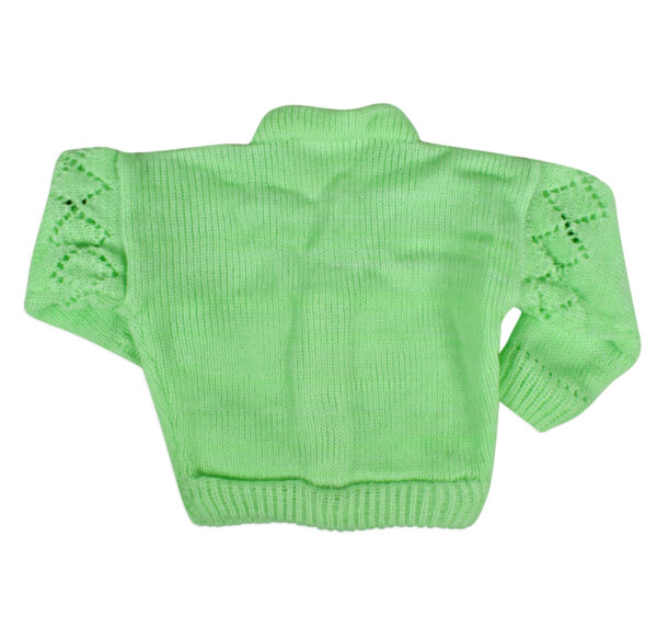 New Born Knitted Sweater With Cap, Mittens & Booties - Green-16732