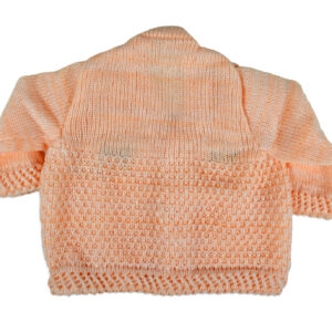 New Born Knitted Sweater With Cap & Booties - Peach-16683