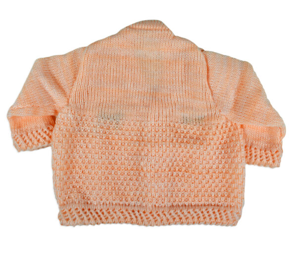 New Born Knitted Sweater With Cap & Booties - Peach-16683