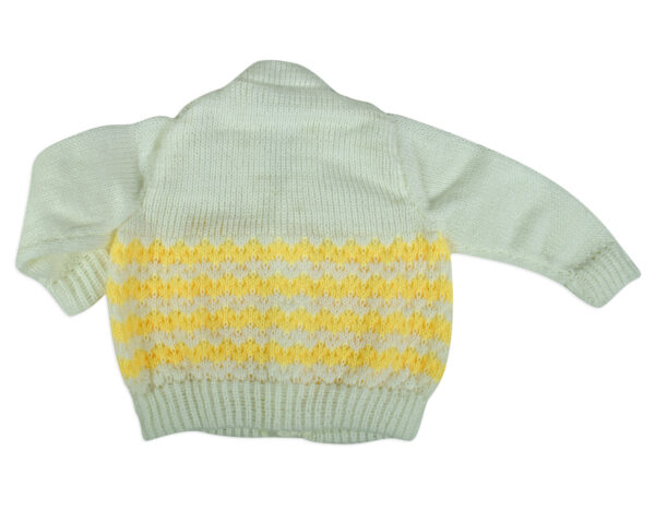 New Born Knitted Sweater With Cap, Mittens & Booties - White/Yellow-16738