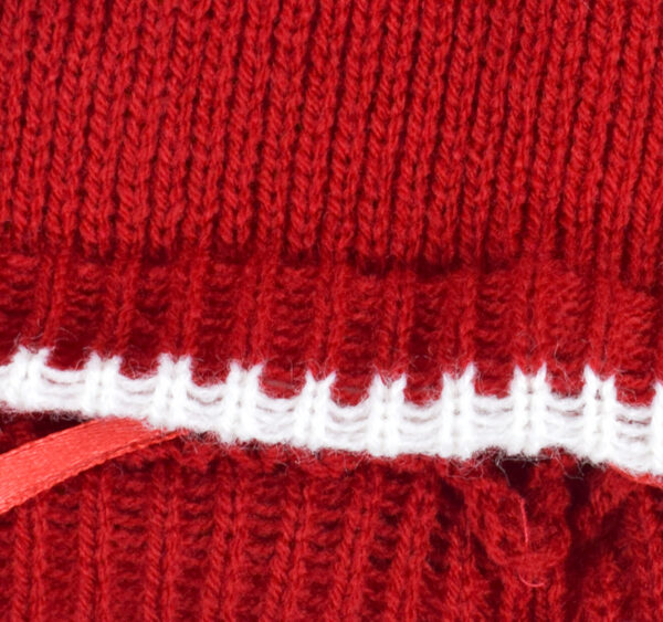 New Born Knitted Sweater With Cap & Booties - Red/White-16691