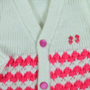 New Born Knitted Sweater With Cap, Mittens & Booties - White/Pink-16746