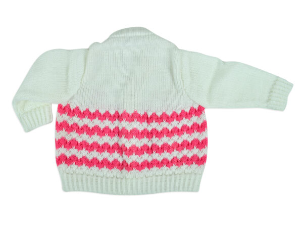 New Born Knitted Sweater With Cap, Mittens & Booties - White/Pink-16748