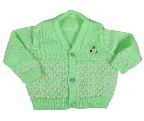 New Born Knitted Sweater With Cap & Booties - Green-16705