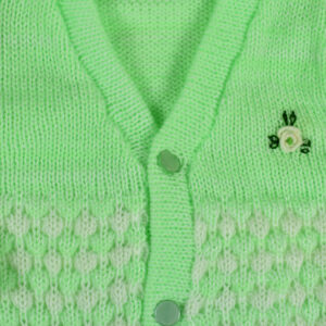 New Born Knitted Sweater With Cap & Booties - Green-16704