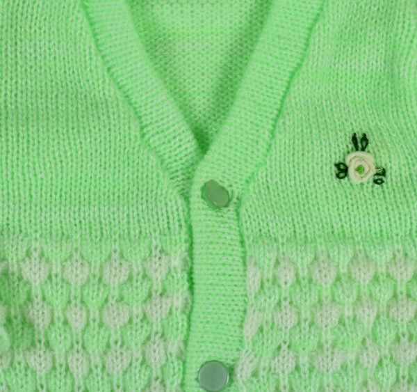 New Born Knitted Sweater With Cap & Booties - Green-16704