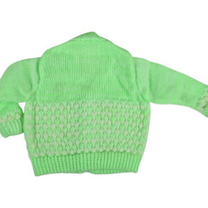 New Born Knitted Sweater With Cap & Booties - Green-16703