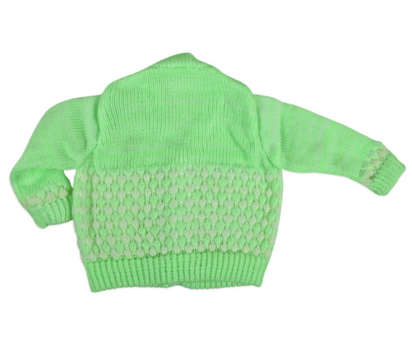 New Born Knitted Sweater With Cap & Booties - Green-16703