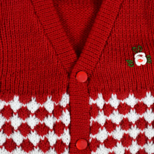 New Born Knitted Sweater With Cap & Booties - Red-16710