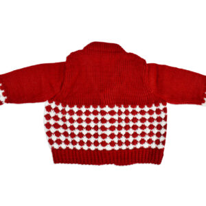 New Born Knitted Sweater With Cap & Booties - Red-16712