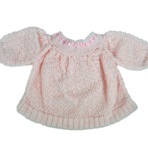 Frock Style Knitted Sweater With Cap & Booties - Pink-16719