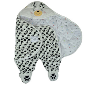 Baby Warm Quilted Wrapper - Black/White-16768