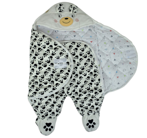 Baby Warm Quilted Wrapper - Black/White-16768