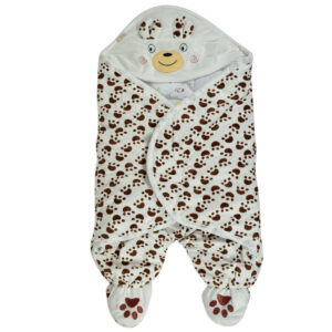 Baby Warm Quilted Wrapper - Brown/White-0