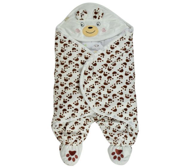 Baby Warm Quilted Wrapper - Brown/White-0