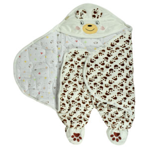 Baby Warm Quilted Wrapper - Brown/White-16782