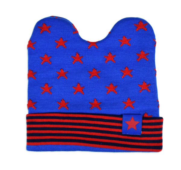 Baby Woolen Winter Cap (Star Print) - Blue-0