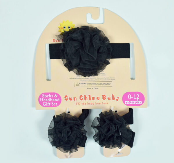 Socks & Headband Baby Barefoot - Black-0