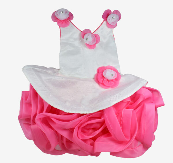 Baby Party Wear Fancy Frock - Pink/White-0