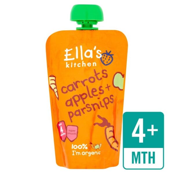 Ella's Kitchen Organic Carrots, Apples + Parsnips 4M+ - 120g -0