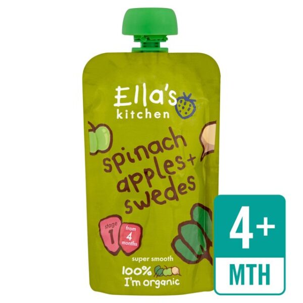 Ella's Kitchen Organic Spinach, Apples + Swedes (4M+) - 120gm-0