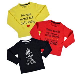 Baby Onli Funny Slogan T-shirts (6-24 M) - Pack of 3-0