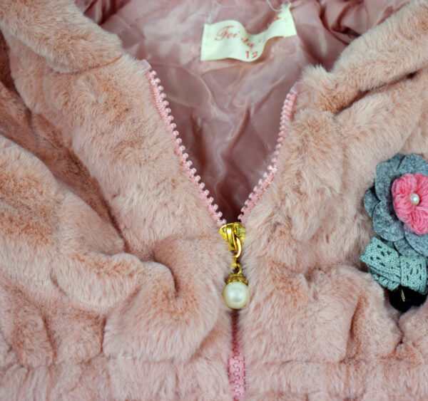 Toddler Hooded Fur Jacket for Winter - Peach-17548