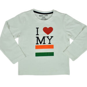 Baby Onli Funny Slogan T-shirt (6-24 M) "I Love My India" White-0