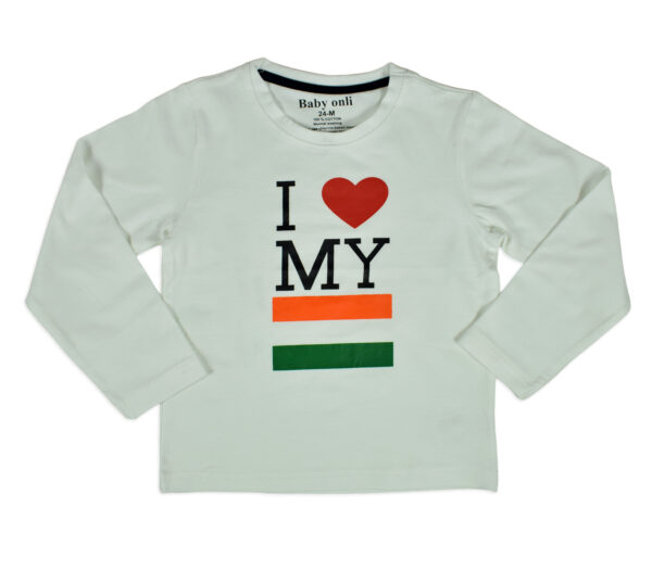 Baby Onli Funny Slogan T-shirt (6-24 M) "I Love My India" White-0