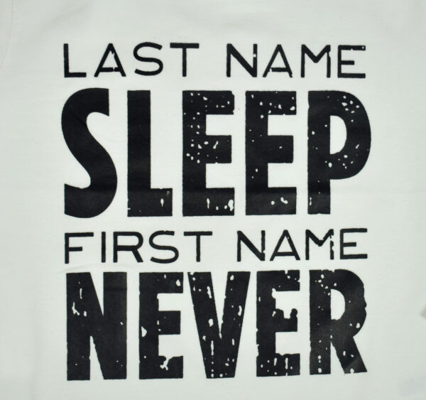 Baby Onli Funny Slogan Cotton T-shirt (6-24 M) "Last Name Sleep, First Name Never" (White)-17674