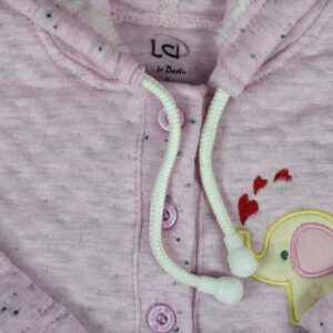 Little Darling Frock Style Hooded Top & Bottom Winter Set - Pink-17767