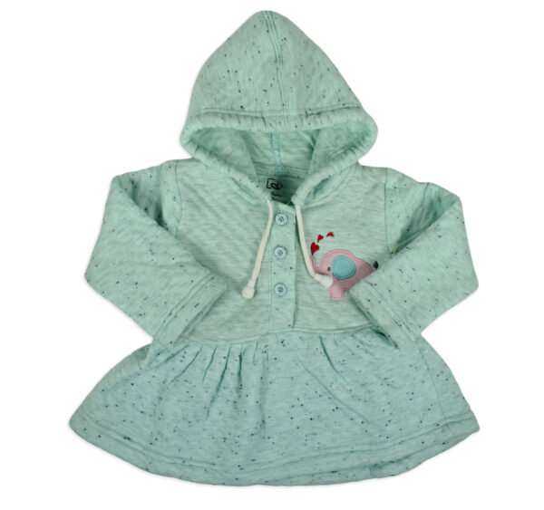 Little Darling Frock Style Hooded Top & Bottom Winter Set - Aqua-17779