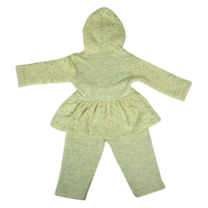 Little Darling Frock Style Hooded Top & Bottom Winter Set - Butter-17788