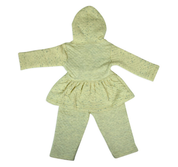 Little Darling Frock Style Hooded Top & Bottom Winter Set - Butter-17788