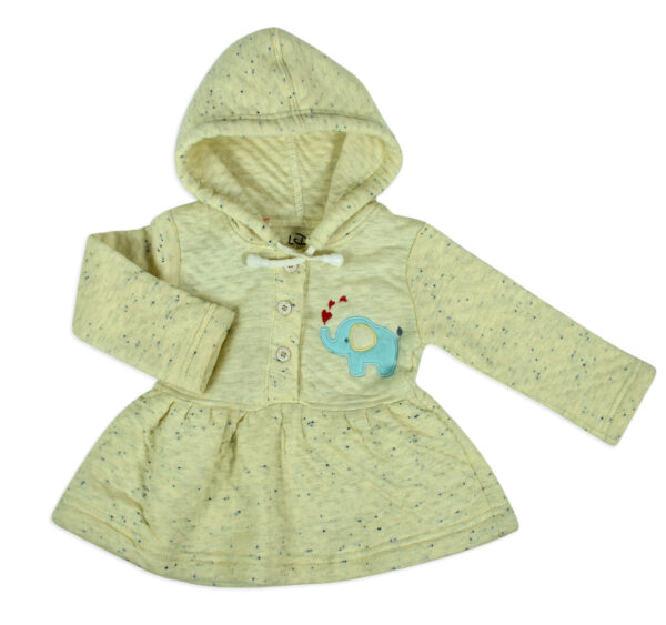 Little Darling Frock Style Hooded Top & Bottom Winter Set - Butter-17791