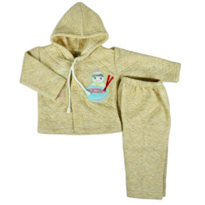 Little Darling Quilted Top & Bottom Hooded Winter Set - Coffe-0