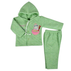 Little Darling Quilted Top & Bottom Hooded Winter Set - Green-0