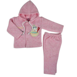 Little Darling Quilted Top & Bottom Hooded Winter Set - Pink-0