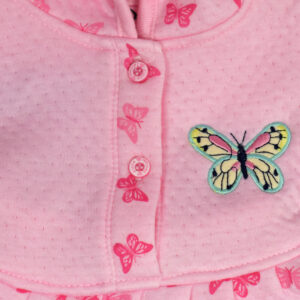 Frock Style Hooded Top & Bottom Winter Set (Butterfly Print) - Pink-18011