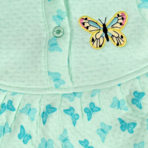 Frock Style Hooded Top & Bottom Winter Set (Butterfly Print) - Blue-18021