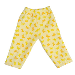 Frock Style Hooded Top & Bottom Winter Set (Butterfly Print) - Yellow-18032