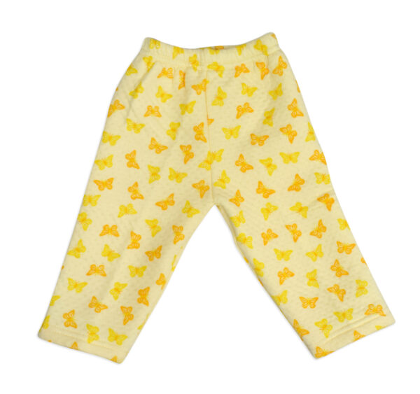 Frock Style Hooded Top & Bottom Winter Set (Butterfly Print) - Yellow-18032