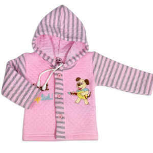 Hooded Top & Bottom Winter Set (Lining Pattern) - Pink-18039