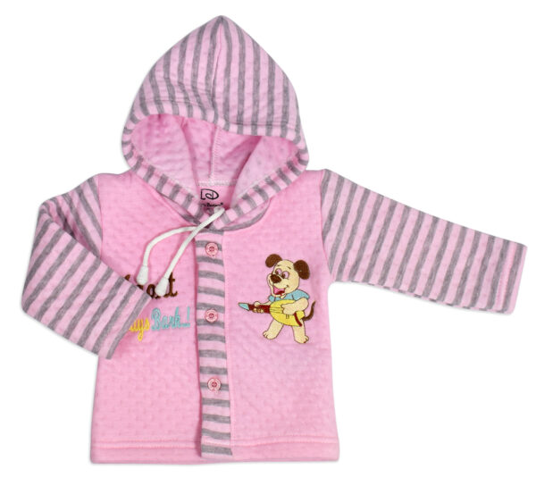 Hooded Top & Bottom Winter Set (Lining Pattern) - Pink-18039