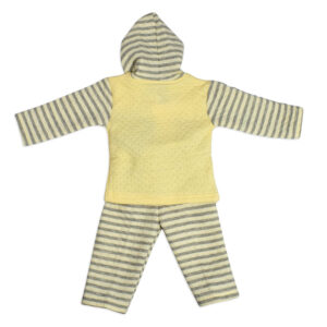 Hooded Top & Bottom Winter Set (Lining Pattern) - Yellow-18048