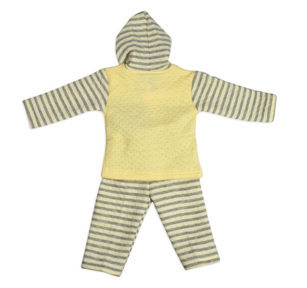 Hooded Top & Bottom Winter Set (Lining Pattern) - Yellow-18048