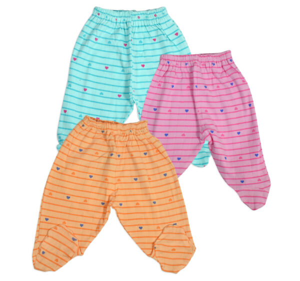 Fun Multicolor Baby Footed Legging Pack of 3 (S) - Heart Print-0